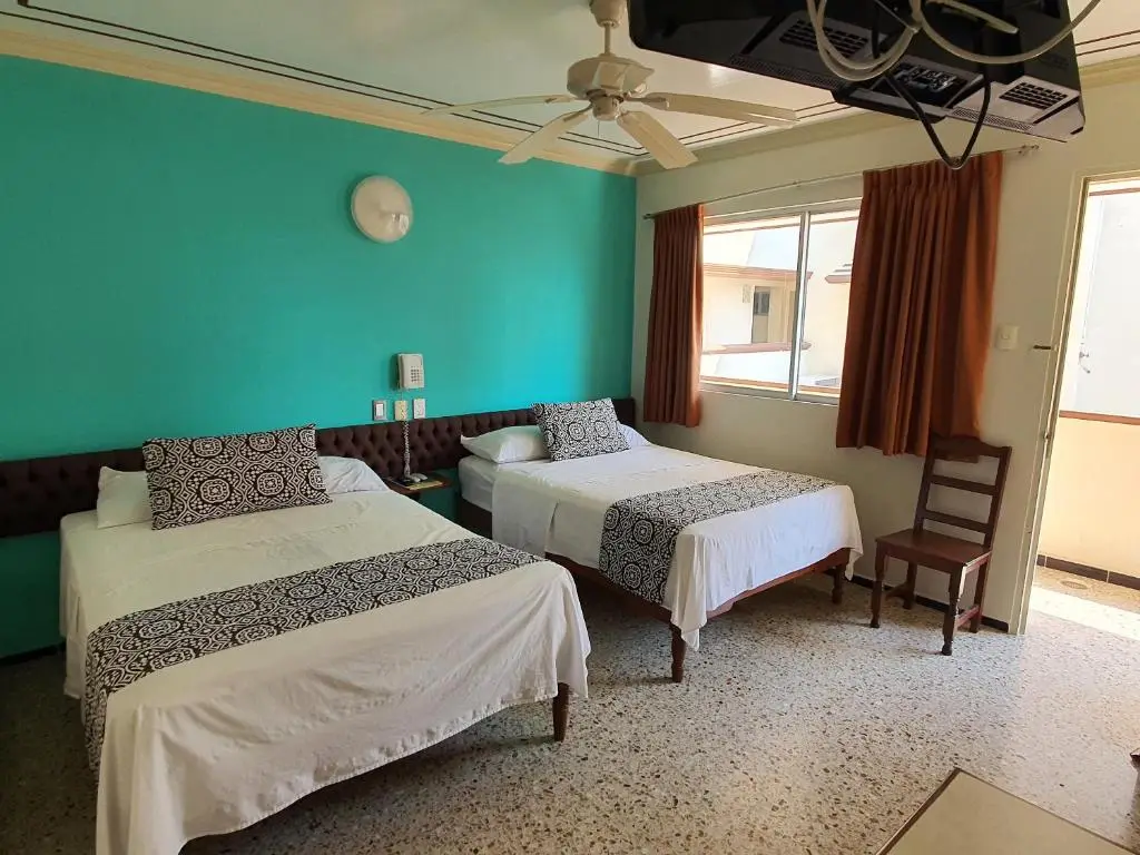 Bright guest room at Hotel Atlantico in Veracruz